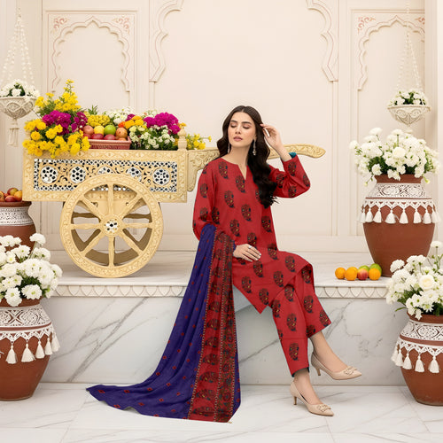 3 Piece - Printed Bana Dora Lawn Suit