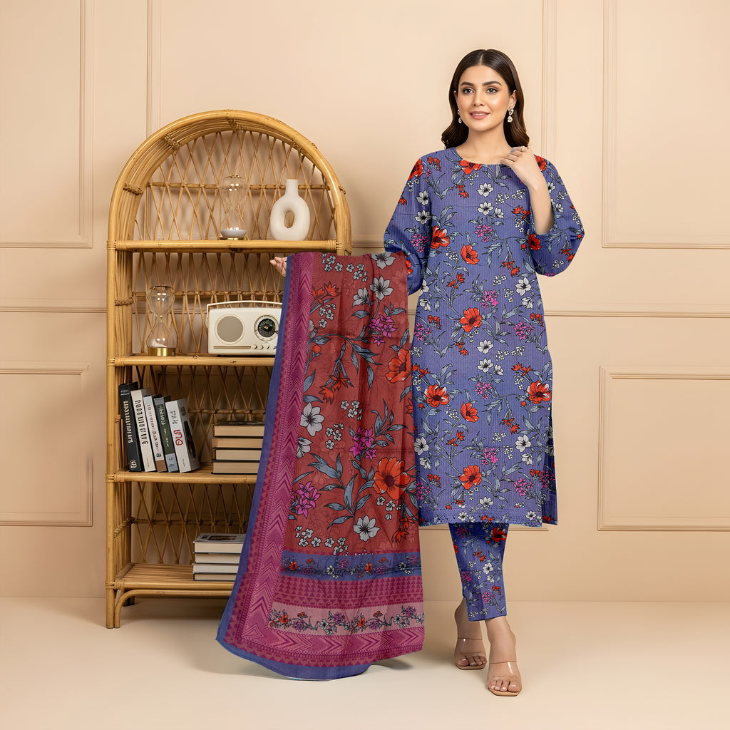 3 Piece - Printed Bana Dora Lawn Suit