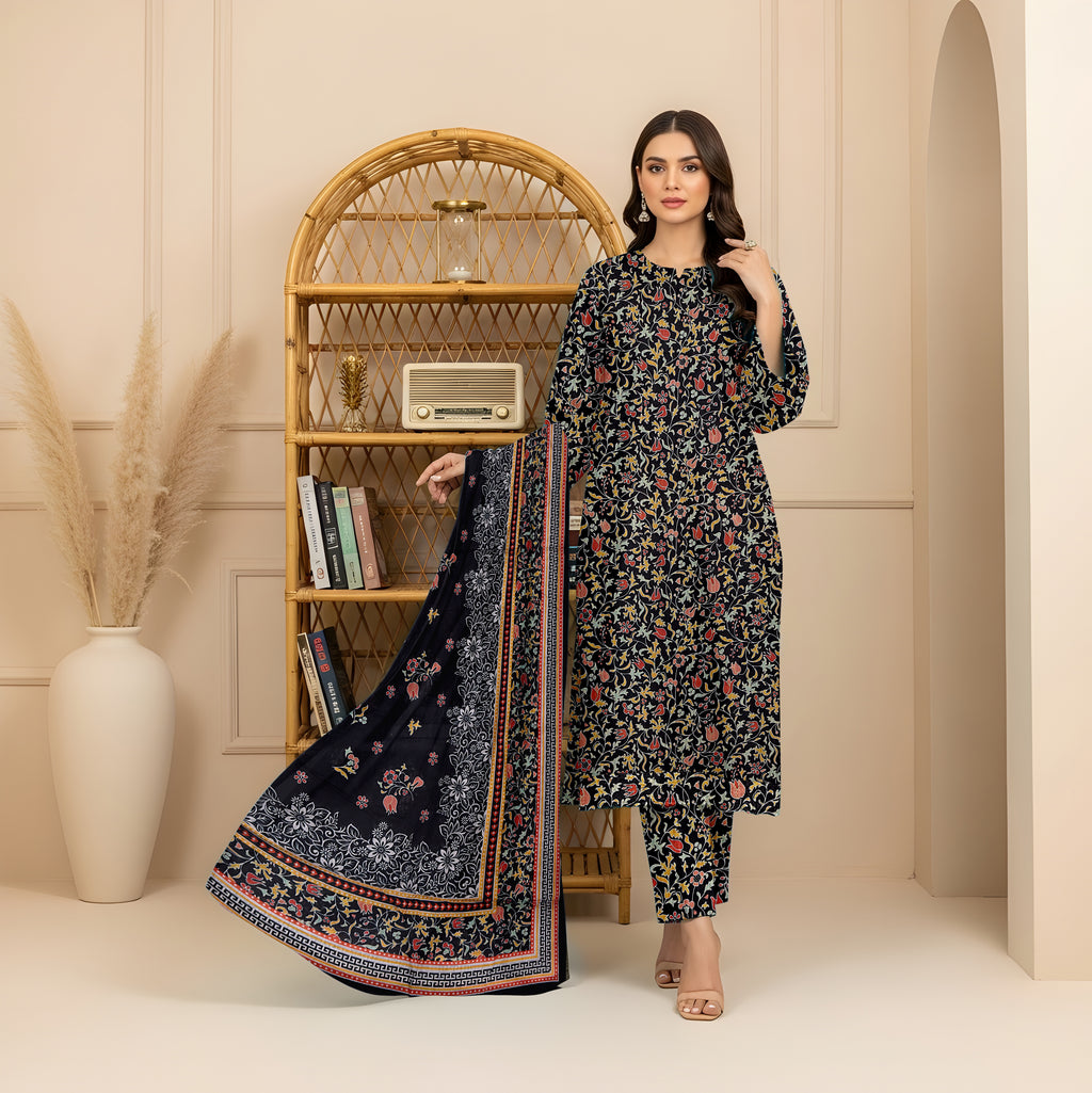 3 Piece - Printed Bana Dora Lawn Suit