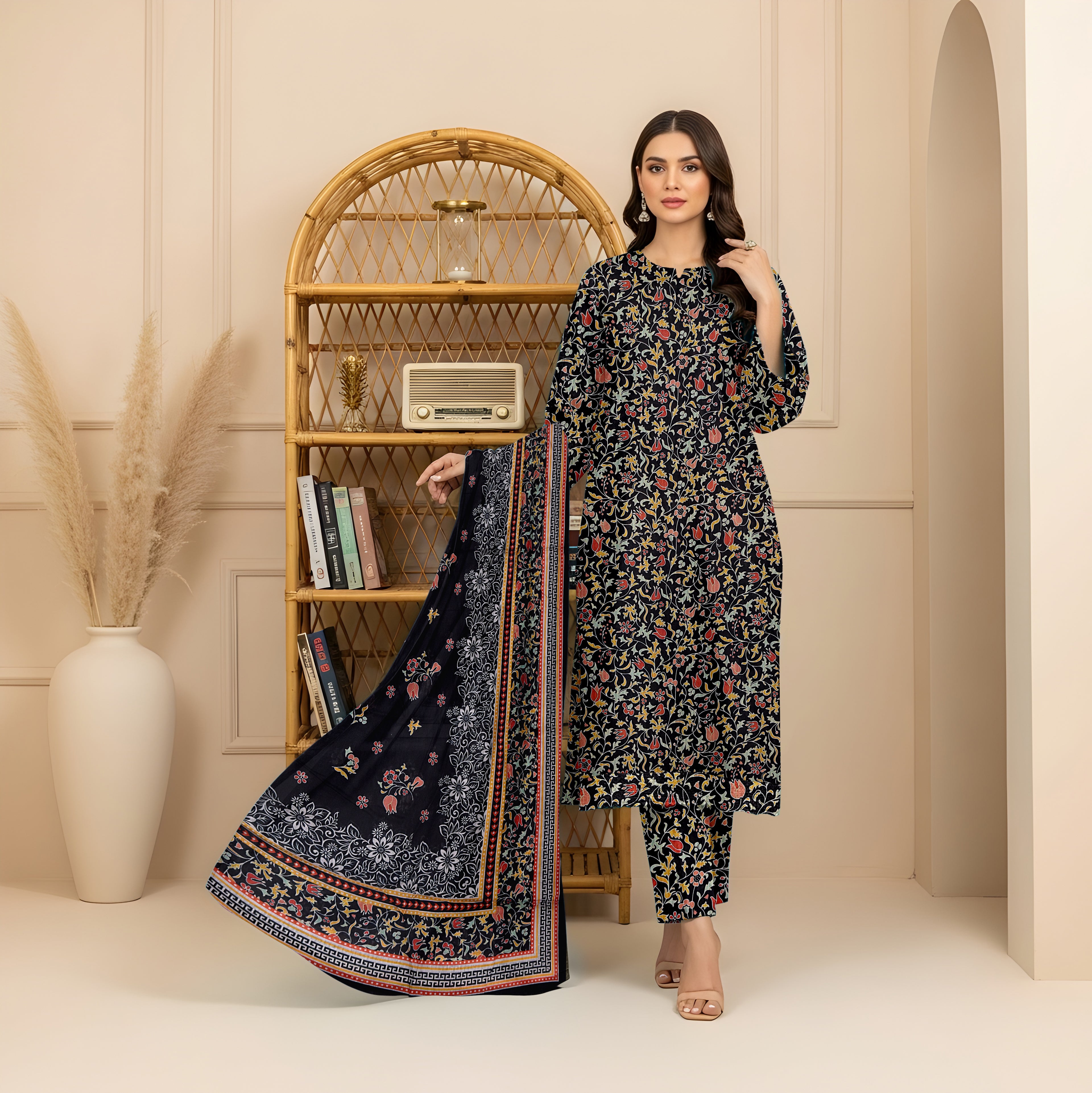 3 Piece - Printed Bana Dora Lawn Suit