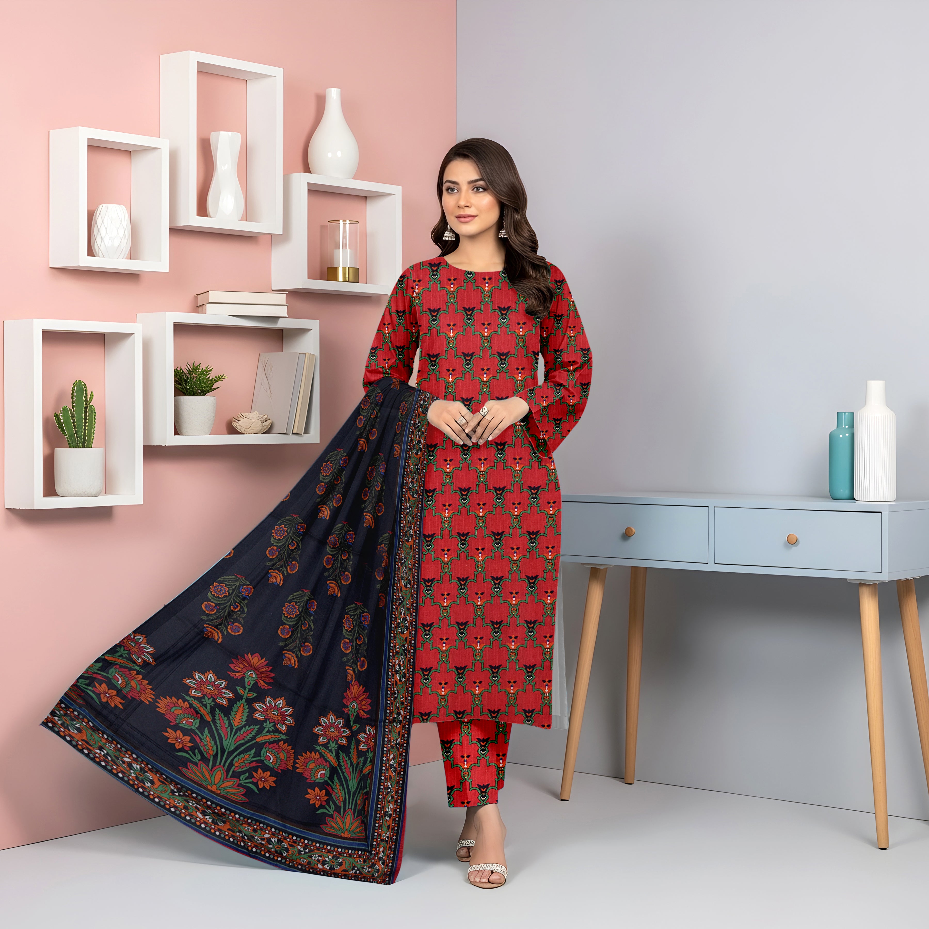 3 Piece - Printed Bana Dora Lawn Suit