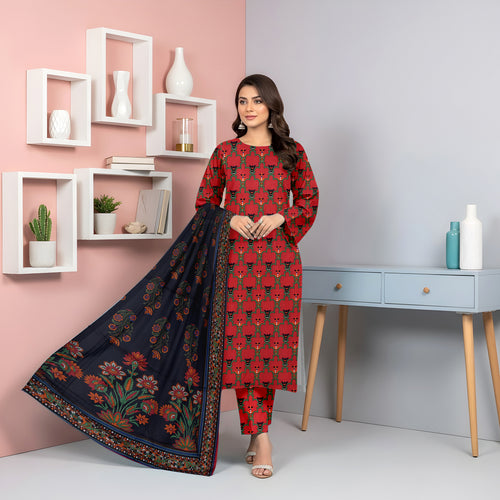 3 Piece - Printed Bana Dora Lawn Suit