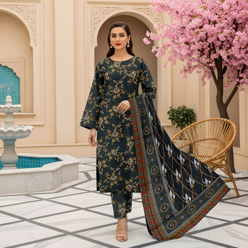 3 Piece - Printed Bana Dora Lawn Suit