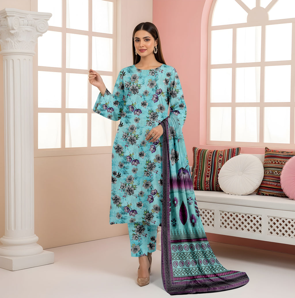 3 Piece - Printed Bana Dora Lawn Suit