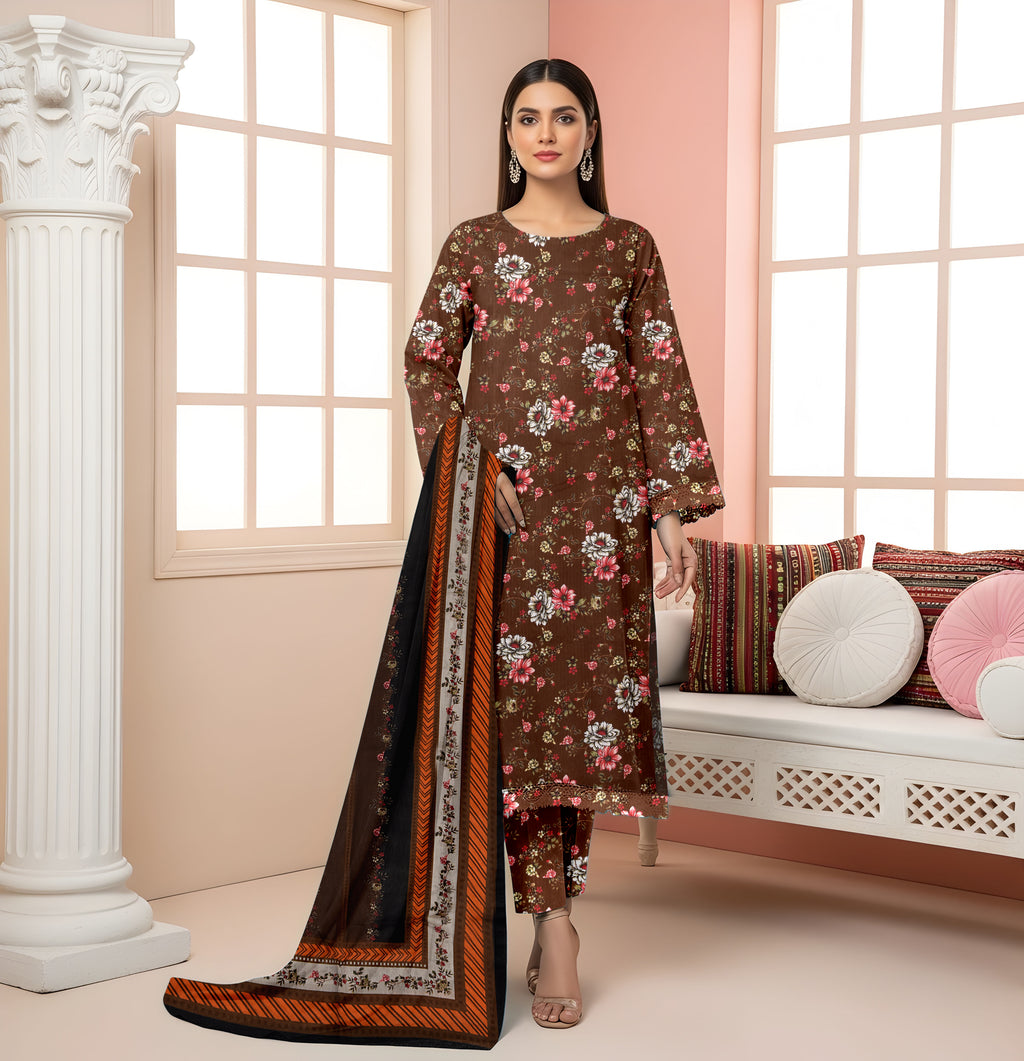 3 Piece - Printed Bana Dora Lawn Suit