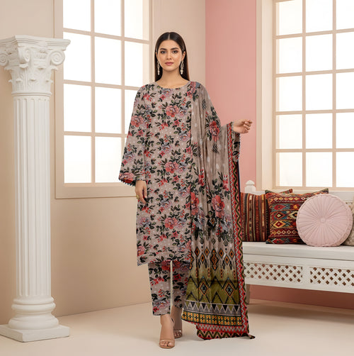 3 Piece - Printed Bana Dora Lawn Suit