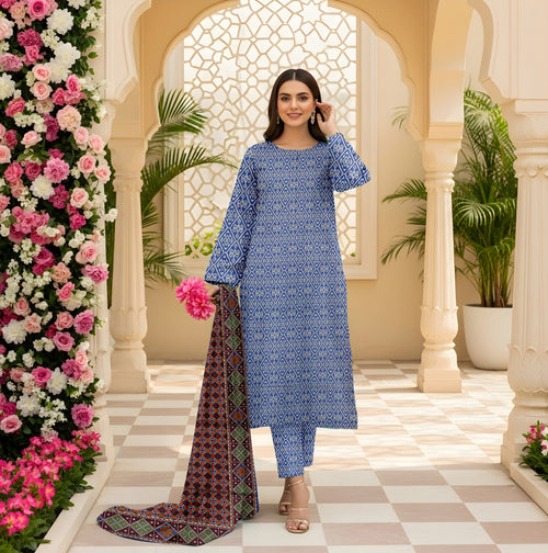 3 Piece - Printed Bana Dora Lawn Suit