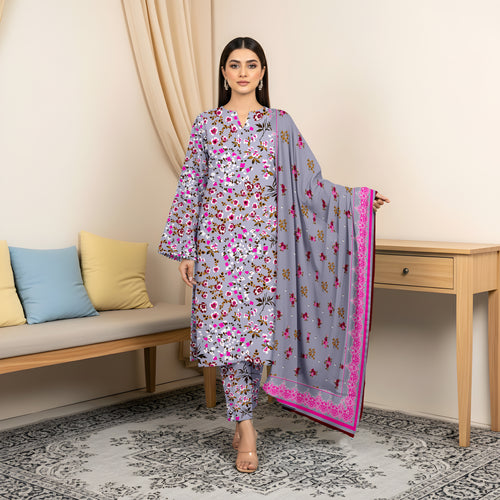 3 Piece - Printed Bana Dora Lawn Suit
