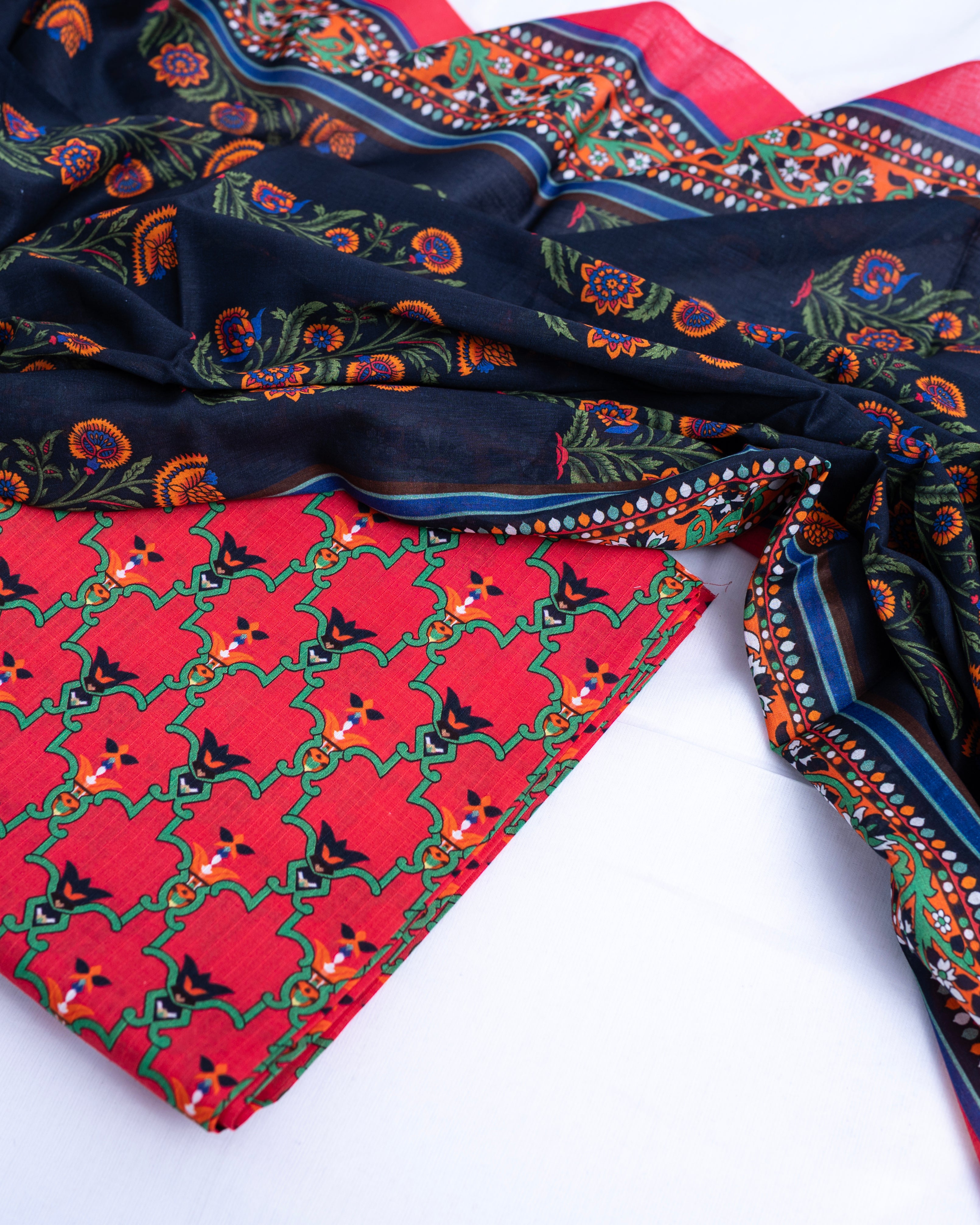 3 Piece - Printed Bana Dora Lawn Suit