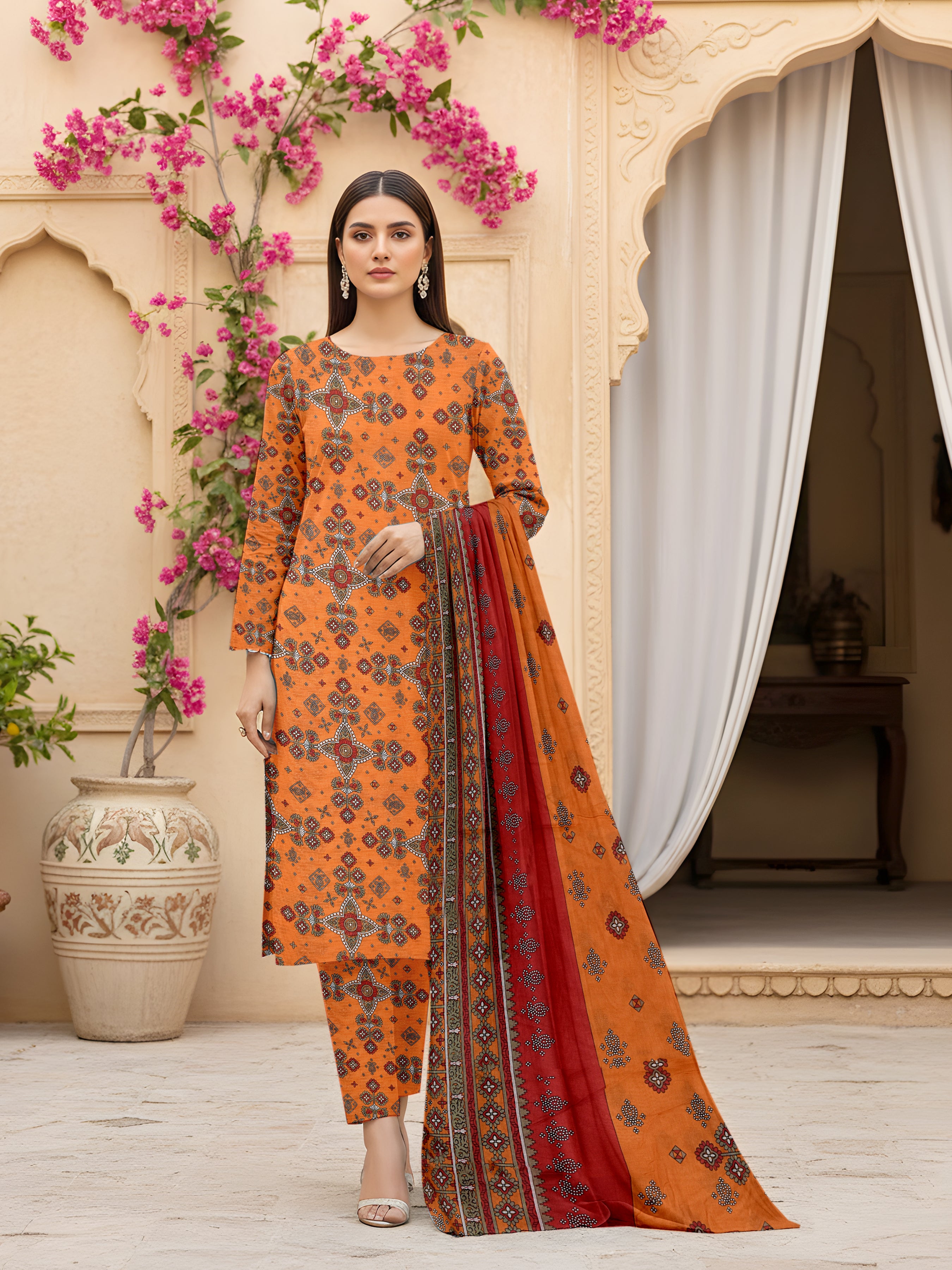 3 Piece - Printed Bana Dora Lawn Suit