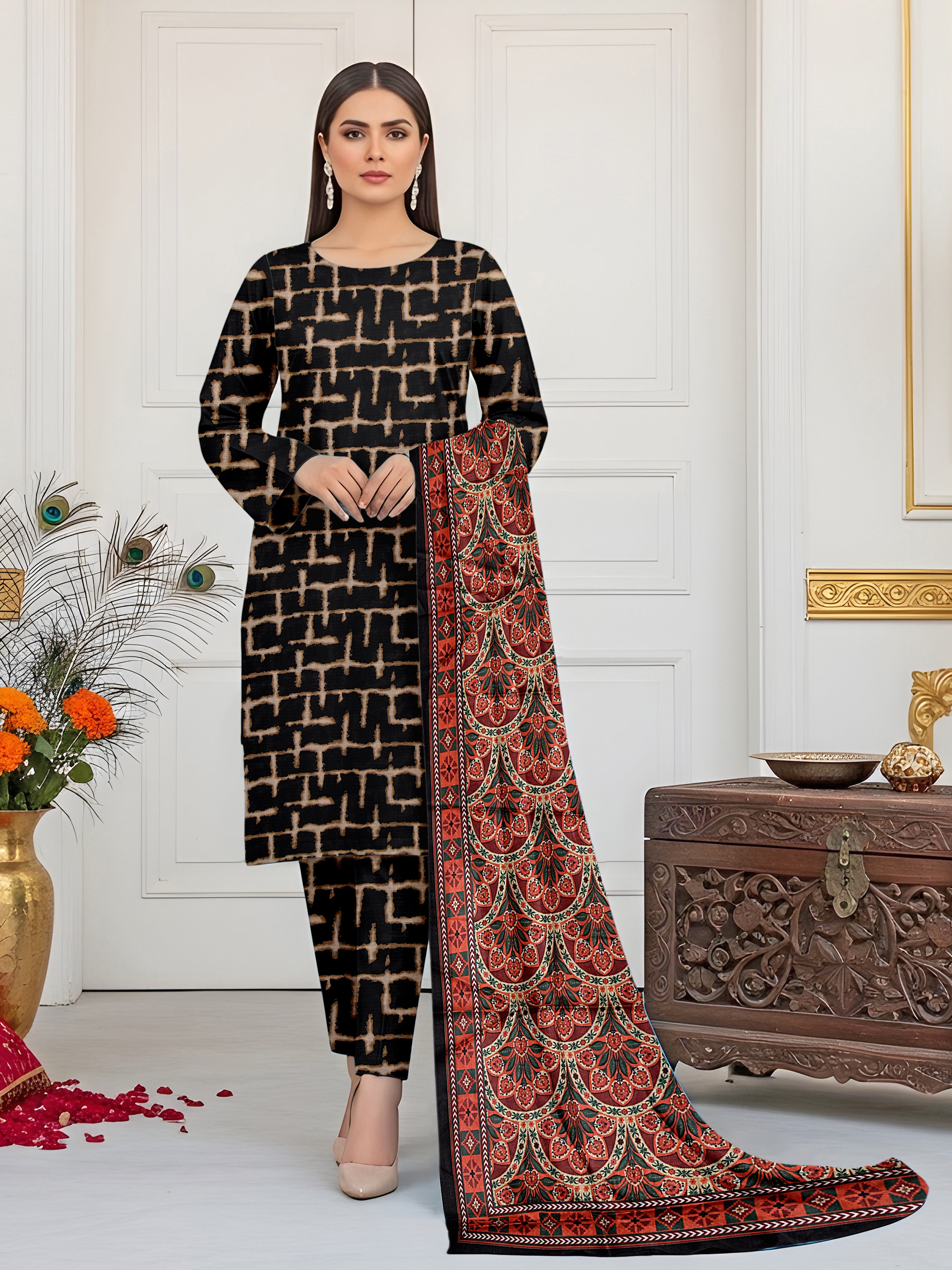 3 Piece - Printed Bana Dora Lawn Suit