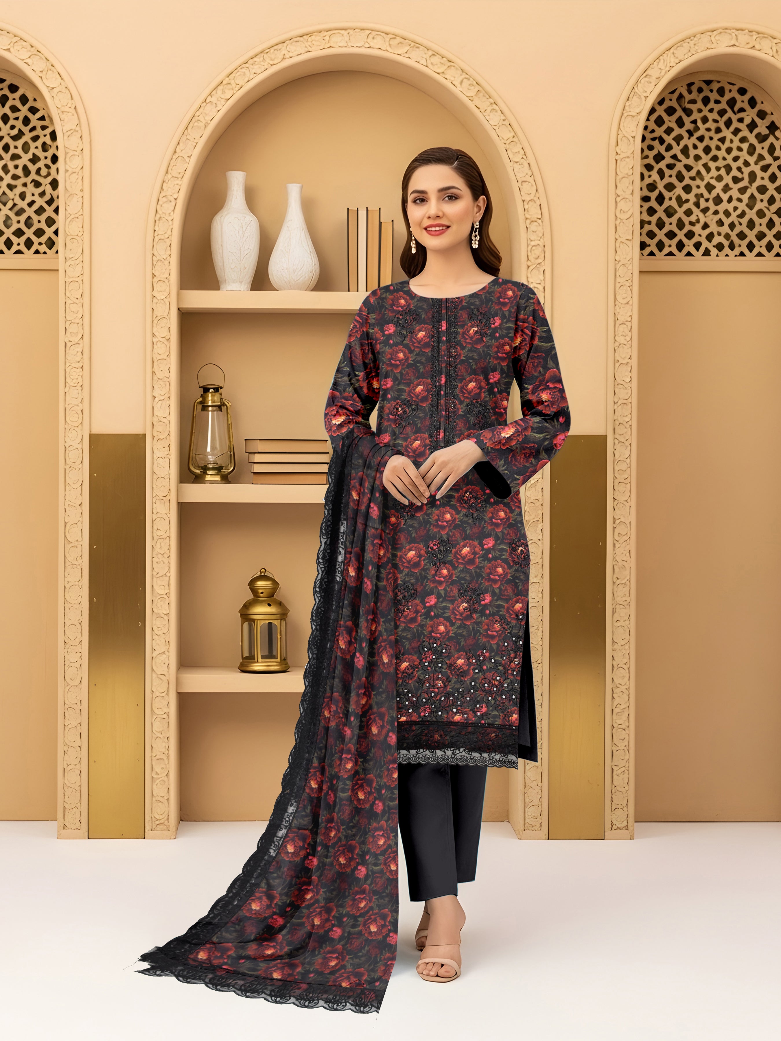 3 Piece - Printed Embroidered Lawn Suit