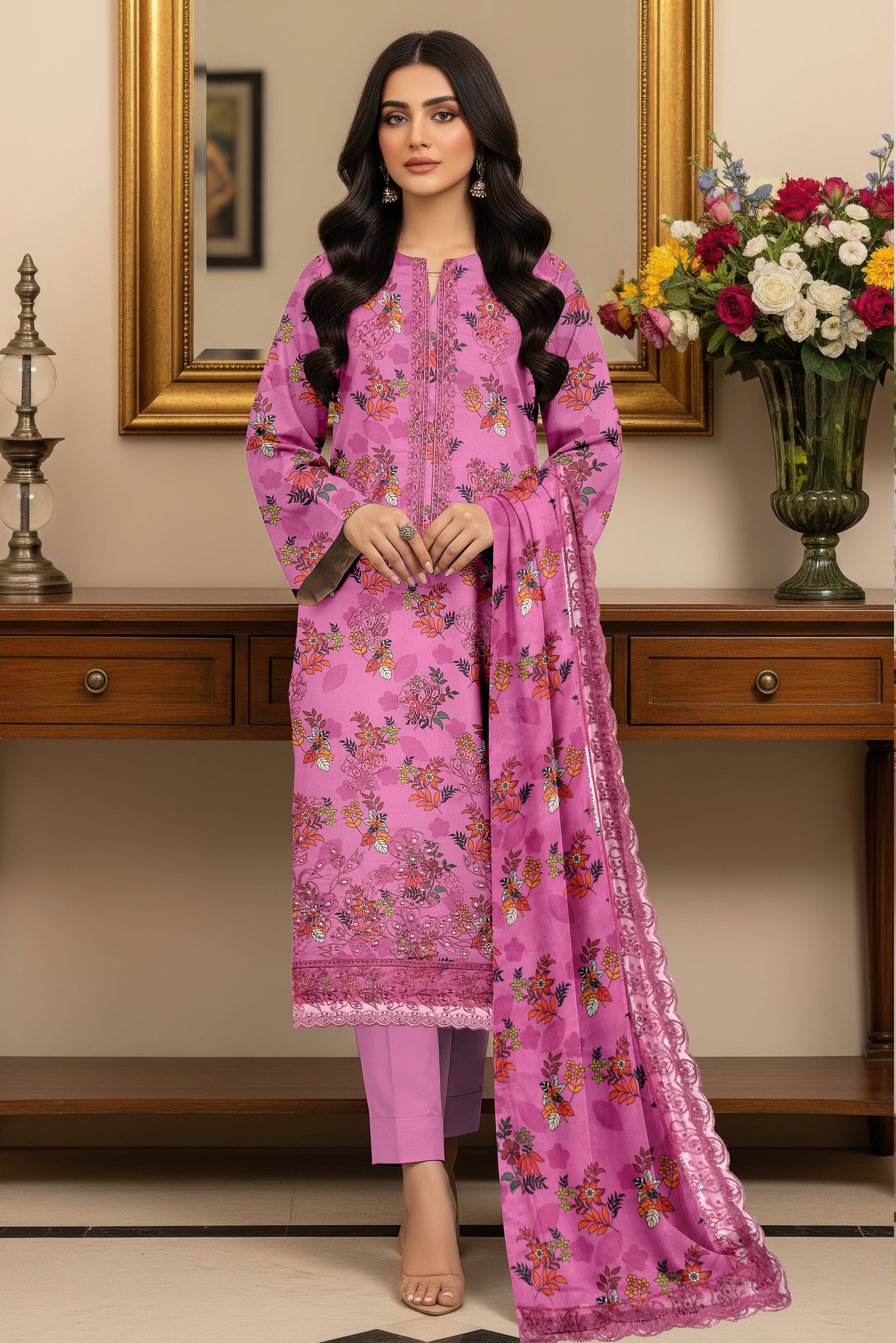 3 Piece - Printed Embroidered Lawn Suit