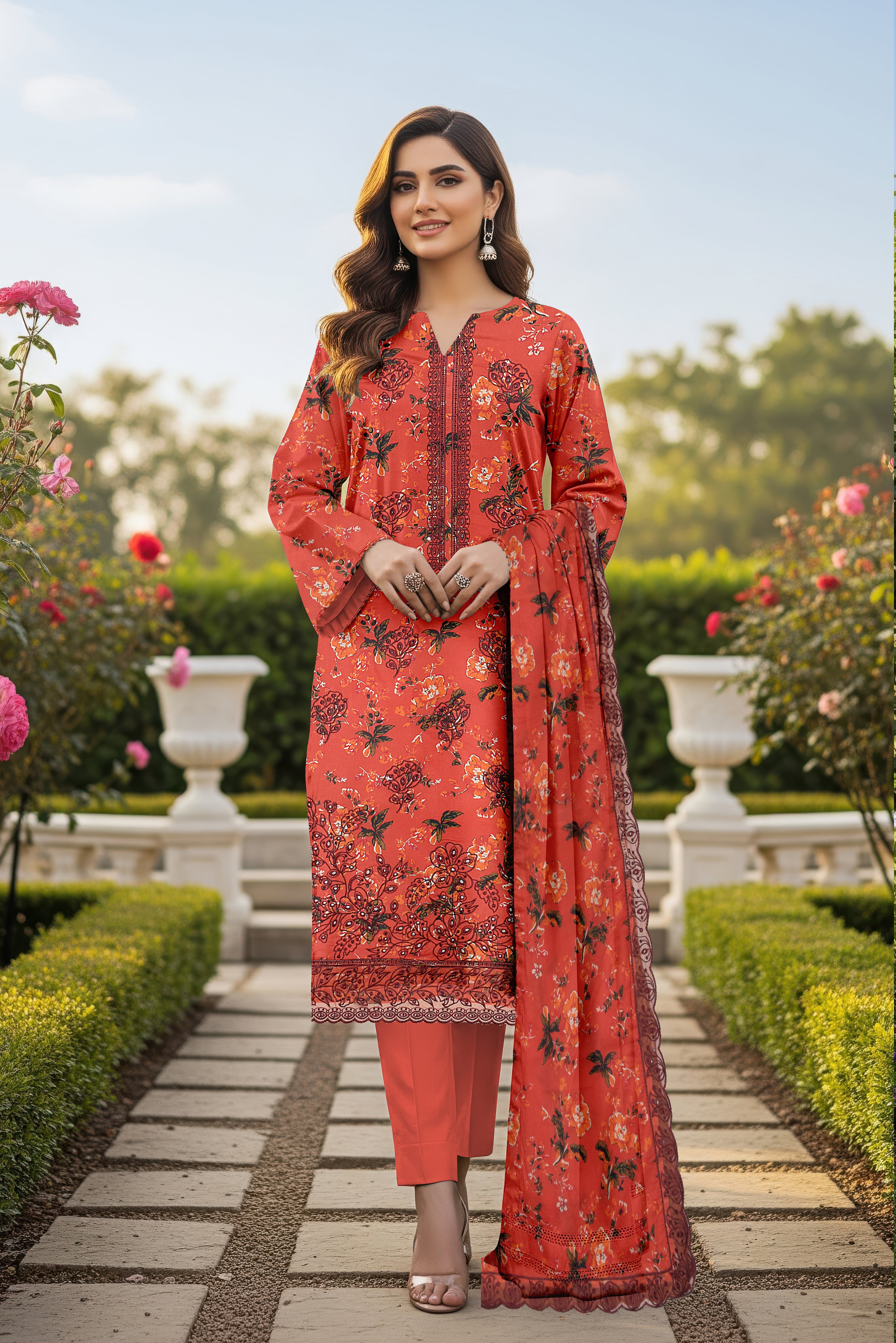 3 Piece - Printed Embroidered Lawn Suit