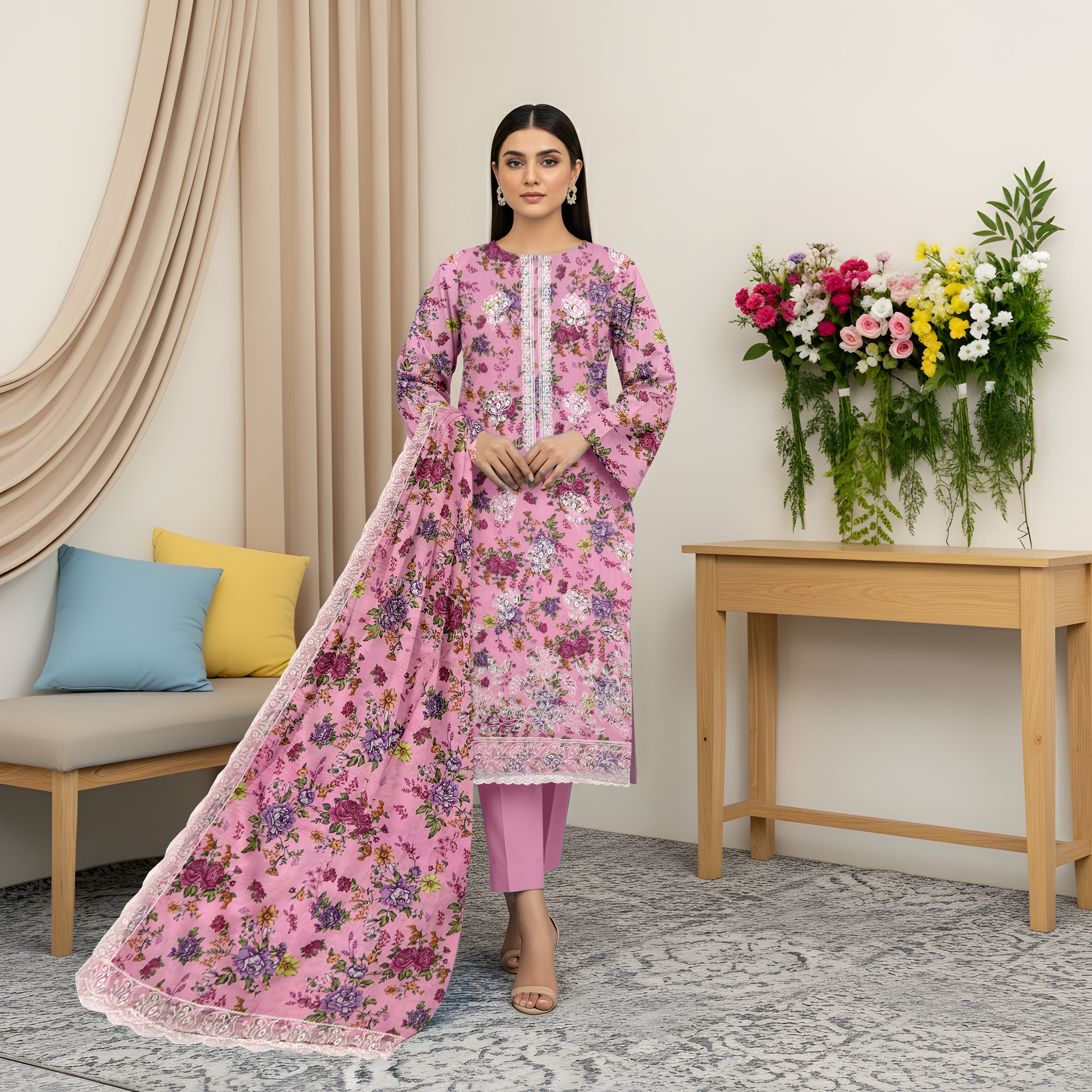 3 Piece - Printed Embroidered Lawn Suit