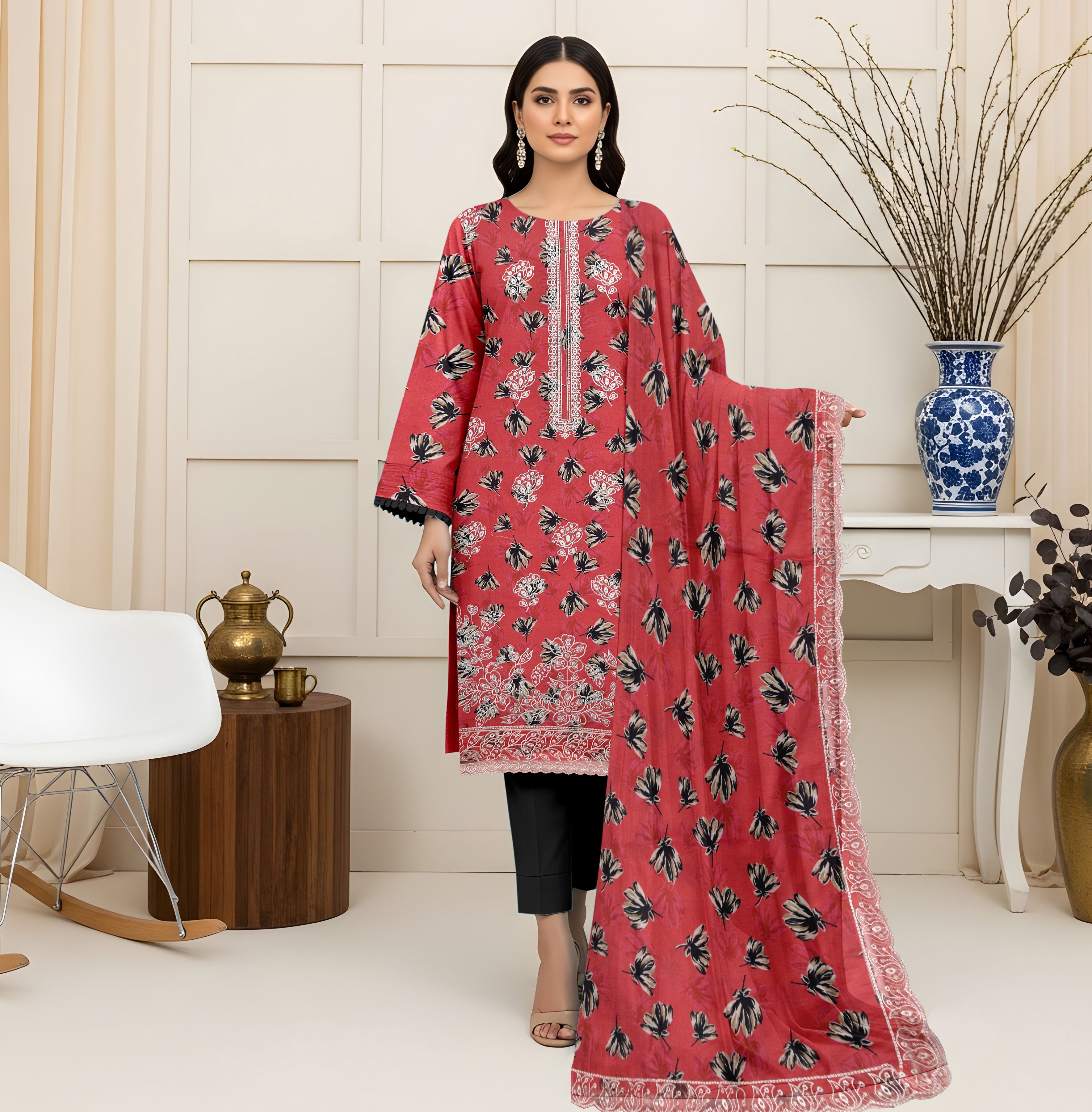 3 Piece - Printed Embroidered Lawn Suit